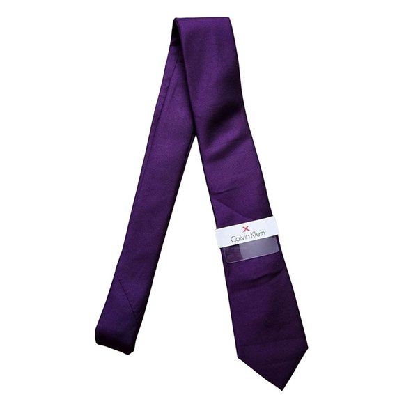 Calvin Klein NWT Purple Tie Tech Rib Solid Silk Necktie - Picture 1 of 3